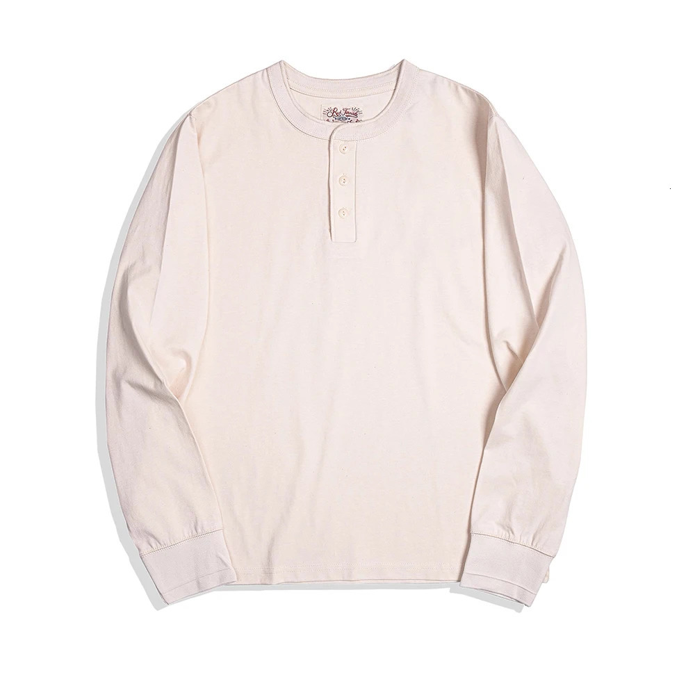 Red tornado classic long sleeved Henry shirt layered cotton mens T-shirt 241018