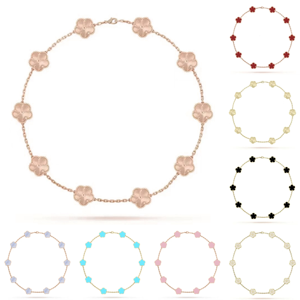 10 motif clover necklace gold charm necklace clover pendant party designer jewelry 925 sterling silver jewelry moissanite necklace leaf clover necklace party gift