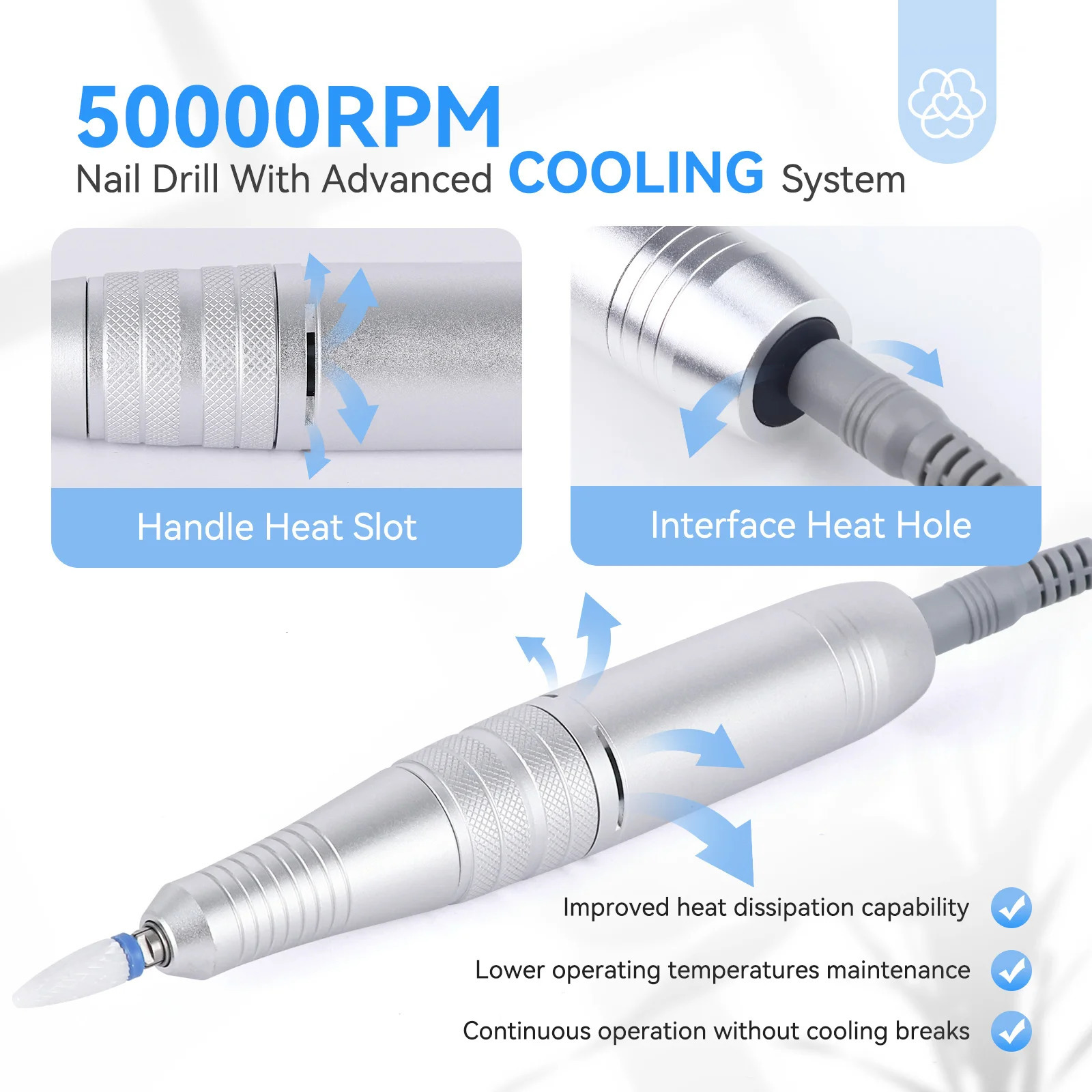 SAVILAND 50000RPM electric nail drill kit with drill bit drill bit nail file buffer dust brush acrylic nails for faster removal 241007