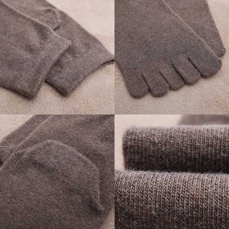 3 Pairs Man Wool Socks with Toes Autumn Winter Thermal Thick Socks Solid Color Wool Soft Warm 5 Finger Socks Casual Male GiftXJ241019