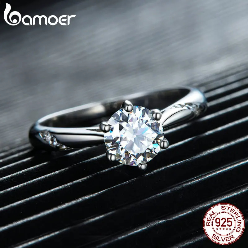 D Color VVS1 EX Ring 1ct Round Diamond Card Engagement 925 Pure Silver Ring 241007