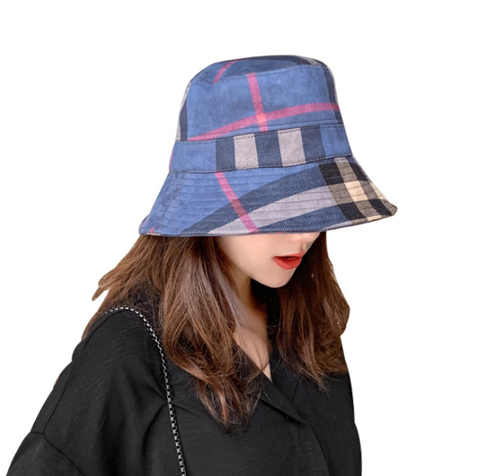 Bucket Hat Wide Brim Hats Suede Fabric Fashion Stripe Brand Designer Grid Women Nylon Autumn Spring Foldable Fisherman Sun Cap Travel Sunshade