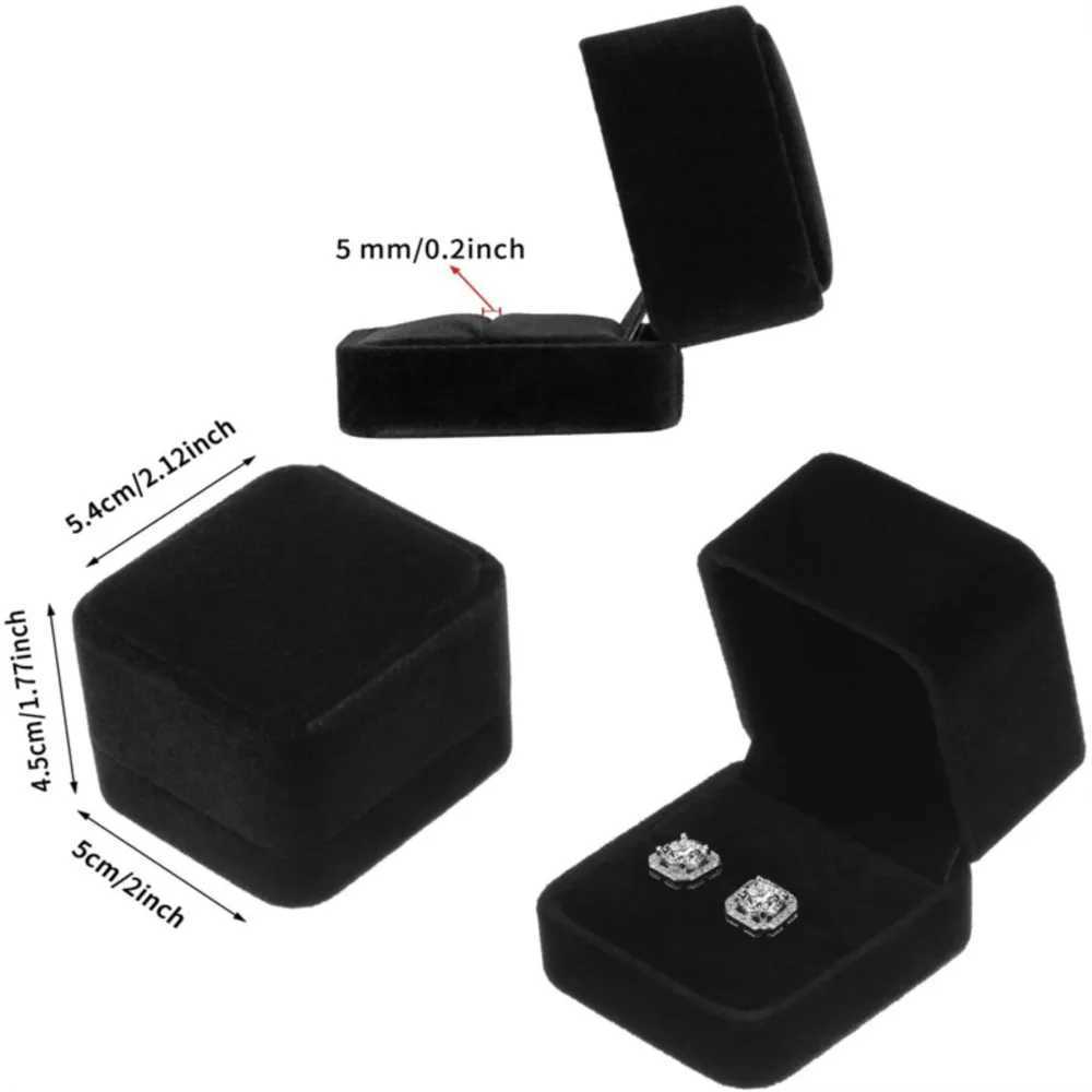 Square engagement velvet earrings ring packaging box jewelry organizer Valentines Day gift box ring display storage wholesale W241019