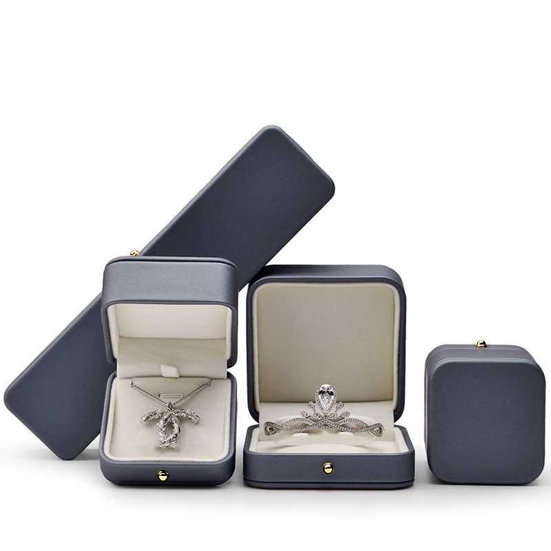 Oirlv Gorgeous Steel Blue Ring Box Premium Leather Ring Gift Box for Wedding Suggestions Jewelry Storage Box Bracelet Necklace W241019