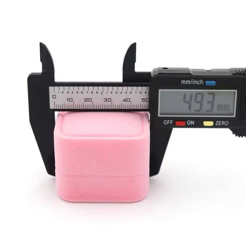 Velvet Square Pink Blue Red Engagement Ring Box Small Jewelry Gift Packaging Velvet Storage Display Stand Wholesale W241019