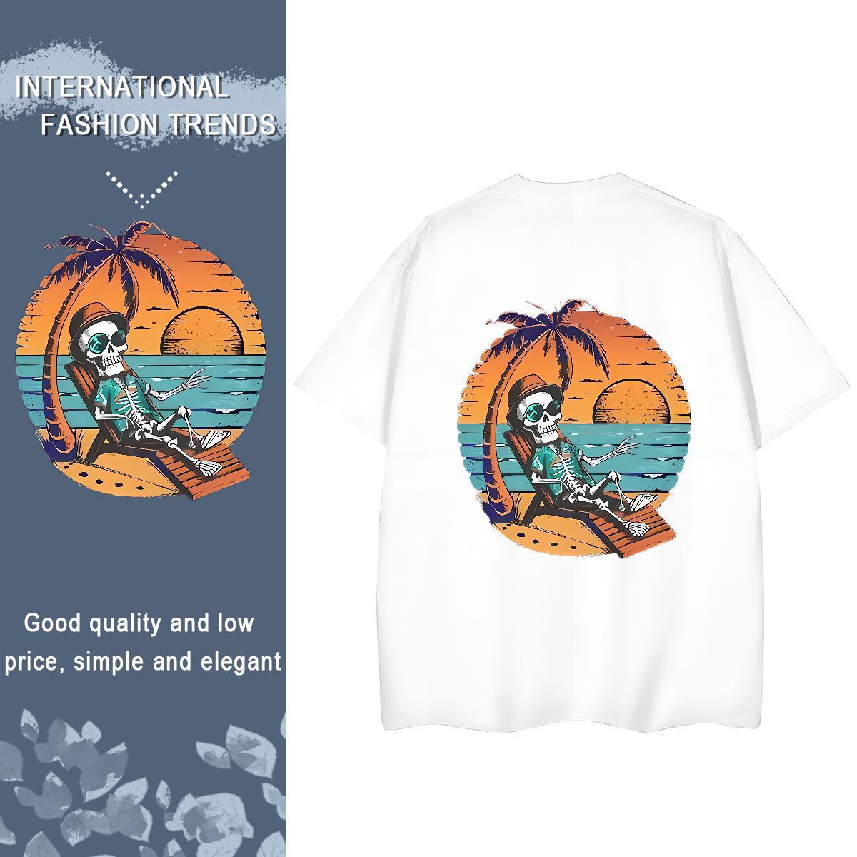 Classic T-Shirts 230g Cotton Breathable Short Sleeve Outdoor skull Unisex Tshirts Designer Nice Custom Print Oversized Clothes