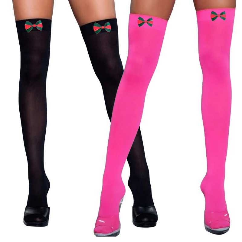Socks Hosiery New Arrive Christmas Bowknot Stockings for Women Clothing Erotic Lingerie Swt Girl Velvet Warm Kn High Socks medias de mujer Y2408330AT1