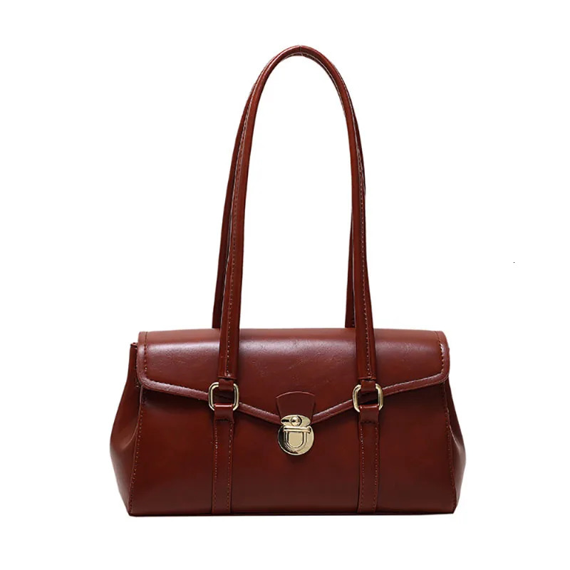 Retro high-end sensory lingerie handbag for women red simple style Korean texture commuting portable shoulder bag 241018