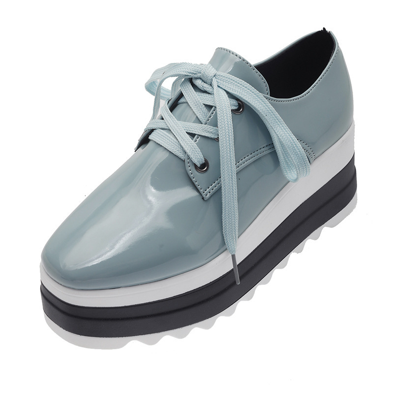 Large size women's shoes 2024 Spring and Autumn new round toe lace up sponge cake thick sole single shoe for women