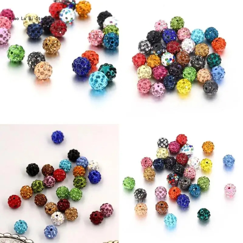 100pcs 10mm Ball Clay Beads Round Diamond Beads Colored Rhinestone Beads Necklace Jewelry Craft Supplies 241018