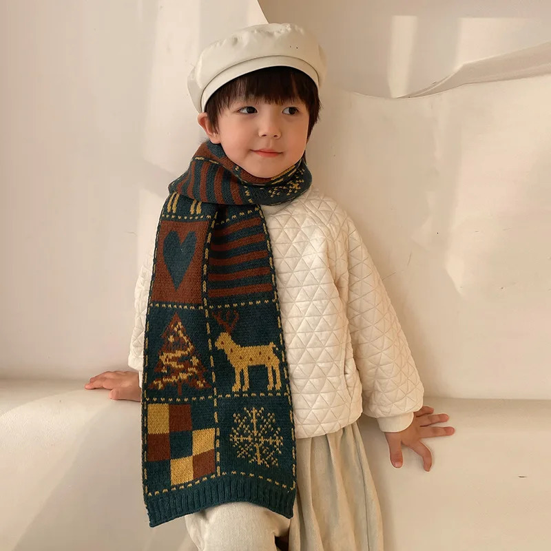 Winter Korean Fashion Childrens Scarf Year Knitted Baby Shawl Wool Neck Packaging Childrens Accessories Childrens Scarf 241019