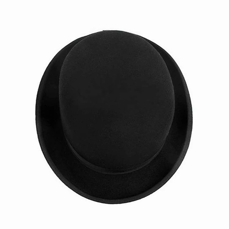 Wool bowling hat luxury felt Billycock hat men with rolling waistband trimmed lace hat 241018