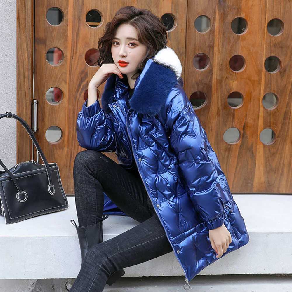 Women's Down Parkas Long Hooded Shiny Jacket For Womens Warm Parkas High Qualit Thicken XL-5XL Jackets Women Fashion Winter Coats Y241019FD8T