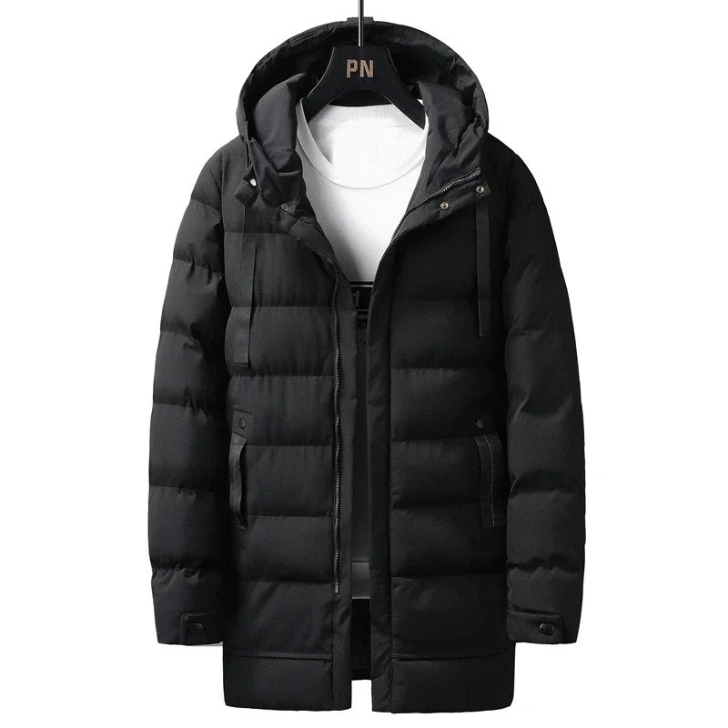Puffer jacket mens 8XL thick warm winter jacket Plus size hooded long jacket fashionable casual cotton pad Parkas mens jacket top 241019