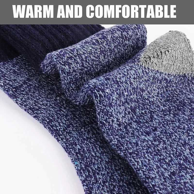 5Pairs/Mens Winter Wool Socks Super Thick Heart Socks Towel Bottom Fashion Patchwork Color Warm Snow High Quality Midtube SocksXJ241019