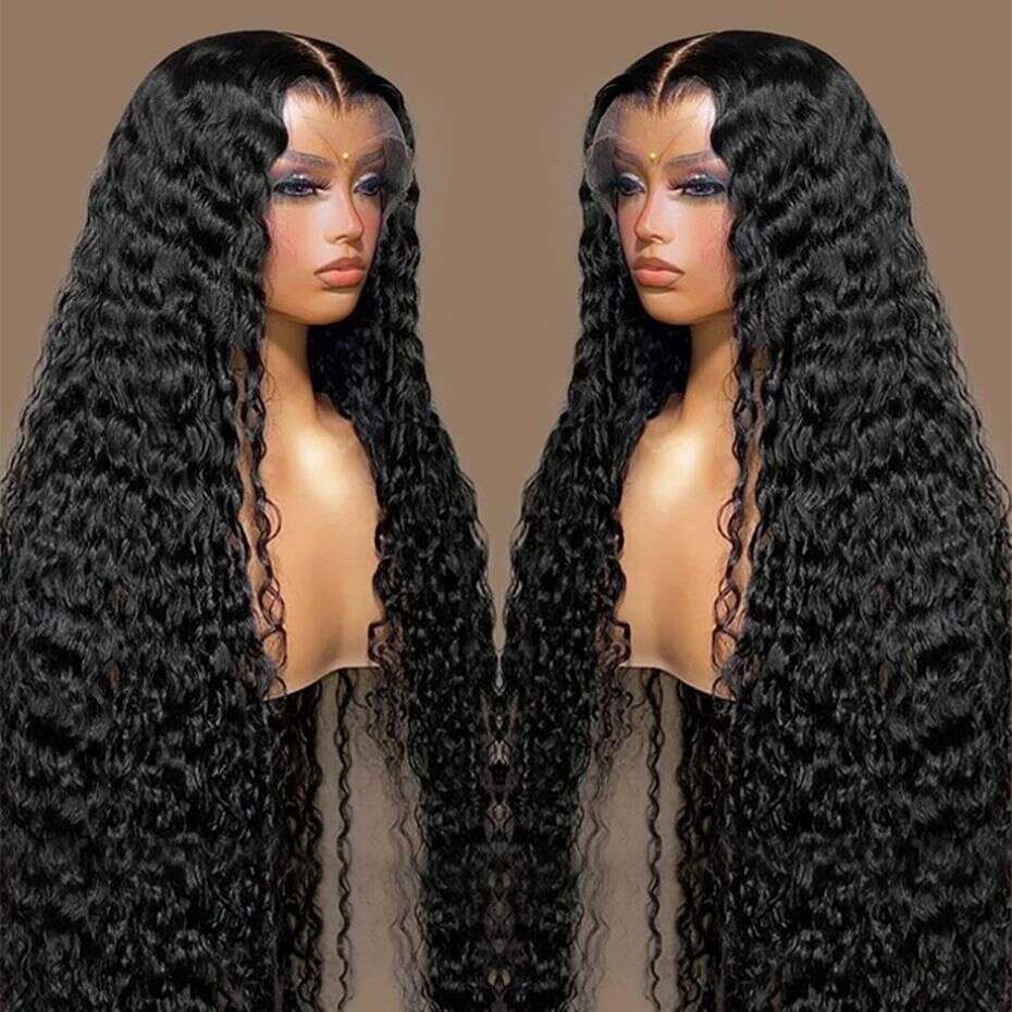 Wave x Deep Transparent Lace Front Human Hair Wig Curly Frontal Wigs For Woman Indian Pre Plucked Closure al s