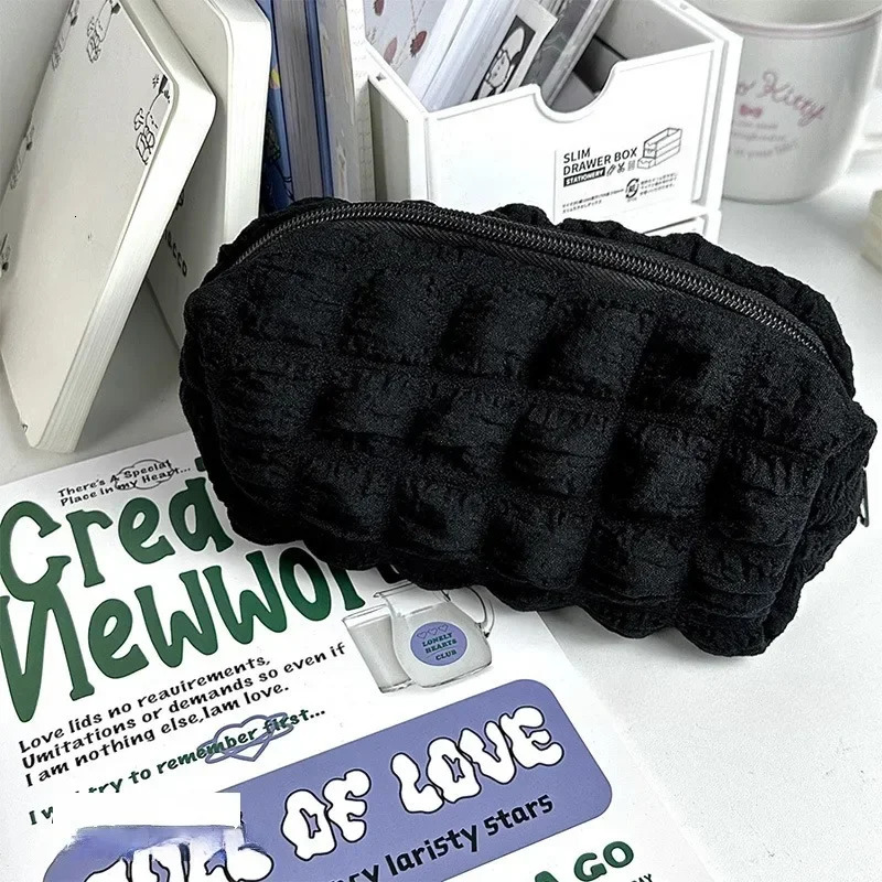 1PC Cosmetic Bag Makeup Pouch Solid Color Pencil Case Creative Pillow School Supplies Stationery Box Organizer 241019 zhanyishengli