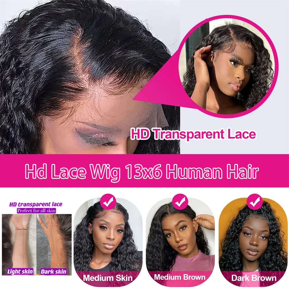 Reddish Brown Inch Deep Wave Frontal Wig x X HD Lace Colored Curly Closure Front Human Hair Wigs s