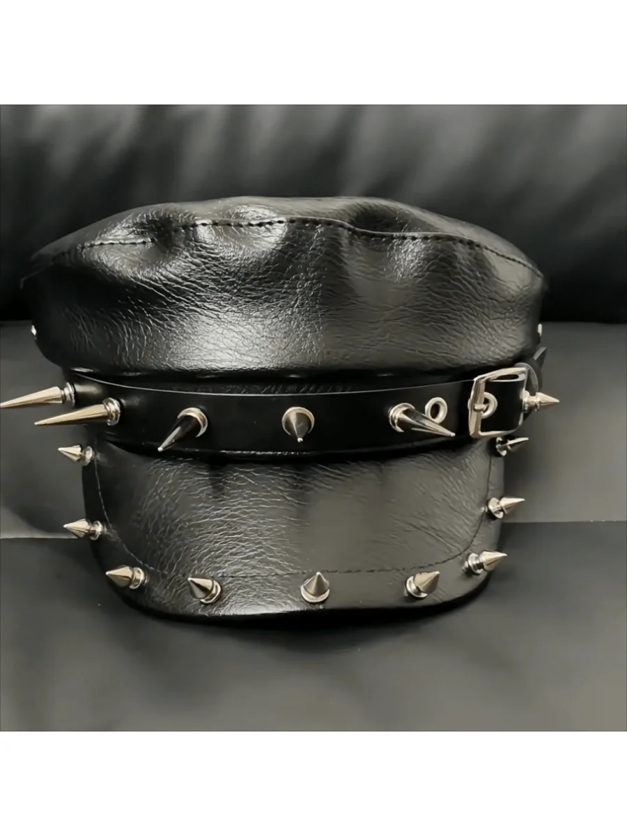 non mainstream mens and womens hats with rivets adult hip-hop street dance skull hats punk style sun protection 241018