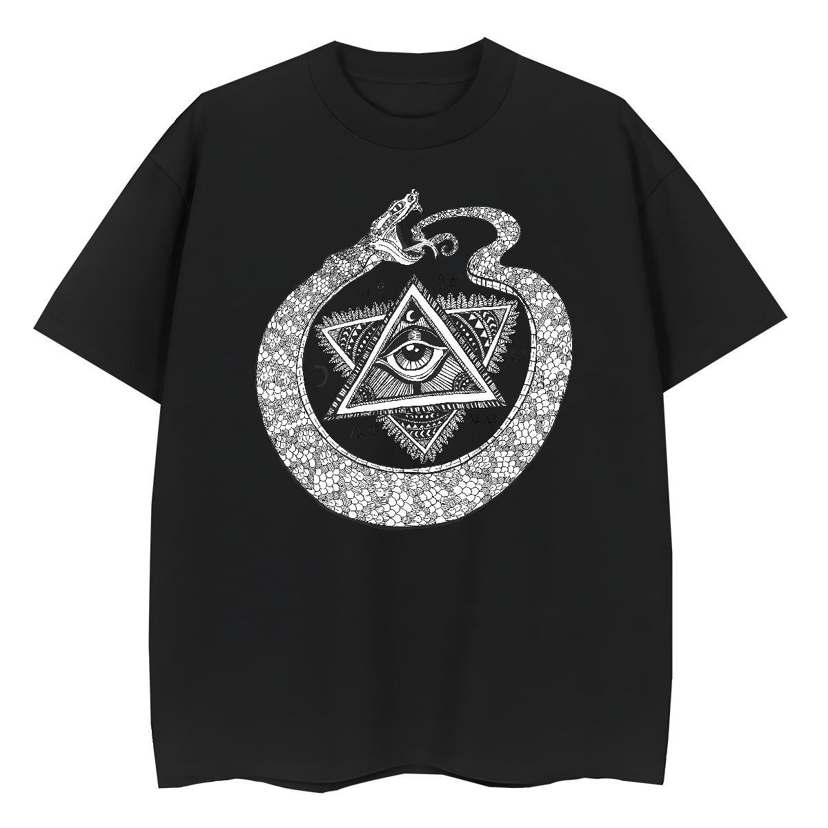 Stylist Women T Shirts 230g 100% Cotton Round Neck Short Sleeve Hip Hop Street eye of the devil Unisex Tshirts Free Shipping Custom Print Oversized Po