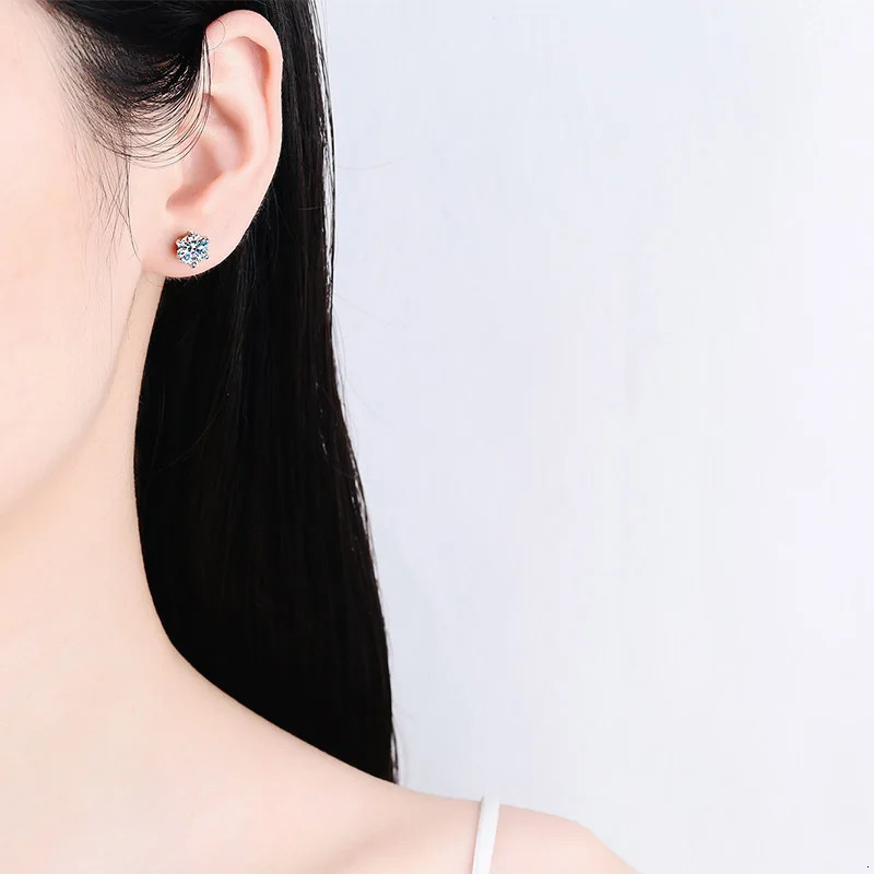 KNOBSPIN 1ct earrings suitable for womens weddings exquisite jewelry GRA s925 sterling silver plated 18k white gold stud earrings 241018