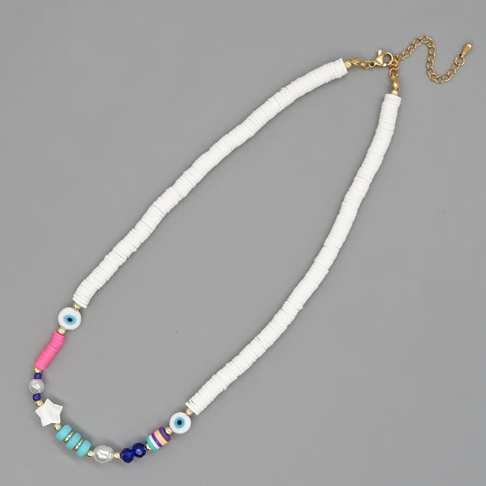 Go2BoHo Wholesale Womens Fashion Jewelry White Polymer Clay Shell Star Acrylic Pearl Necklace Gold Necklace Chain 241018