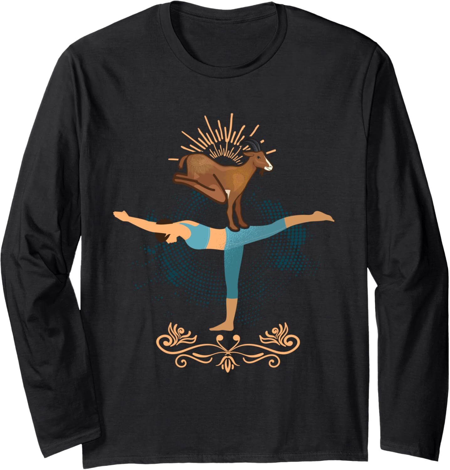 Long Sleeve Shirts for Men sweatshirt Funny Woman Goat Yoga Spiritual Friends Yogi Warrior Pose Long Sleeve Tee Streetwear Casual tops clothes