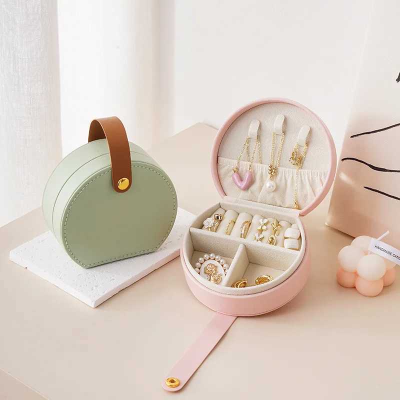 Mini Jewelry Organizer Showcases Travel Jewelry Boxes Earrings Rings Portable Handbags Jewelry Boxes Leather Storage W241019