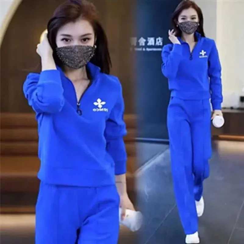 Women's Two Piece Pants Leisure Sports Womens Set for Spring and Autumn Seasons Fashion Sportswear Loose Size Slimming Two Piece Set Y241019NG00