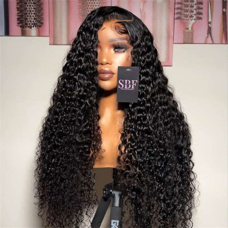 inch Natural Deep Density Glueless Kinky Curly Long Black Lace Front Wigs For Women Babyhair PrePlucked Daily