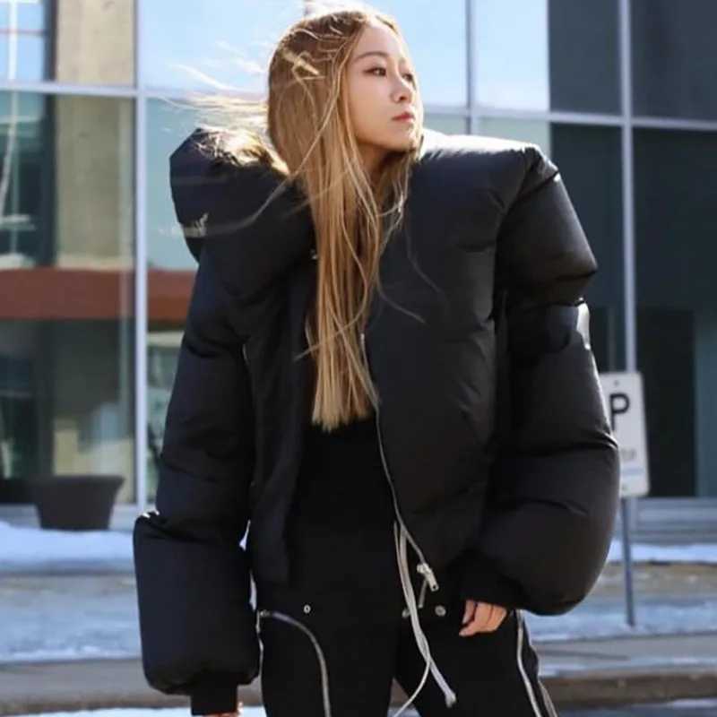 Women's Down Parkas Womens Winter 2024 Thick Button Scarf Jacket Warm Cotton Jacket Bread Jacket Casual Short Cotton Jacket Womens Clothing Y2410