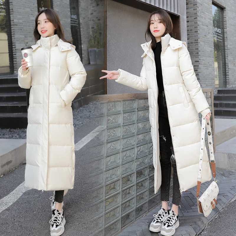 Womens Down Padded Jacket 2021 New Thick Korean version Parka Extra long Jackets Solid Winter Jacket Women Coats Female OutwearX241019