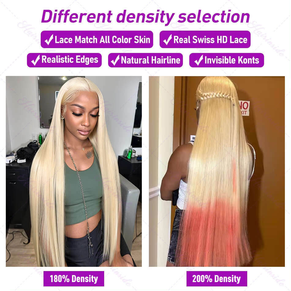 Hairinside 30 38 Inch HD 613 Bone Straight 13x6 Lace Front Human Hair Wig Color 200% 13x4 Honey Blonde Frontal Wigs For Women
