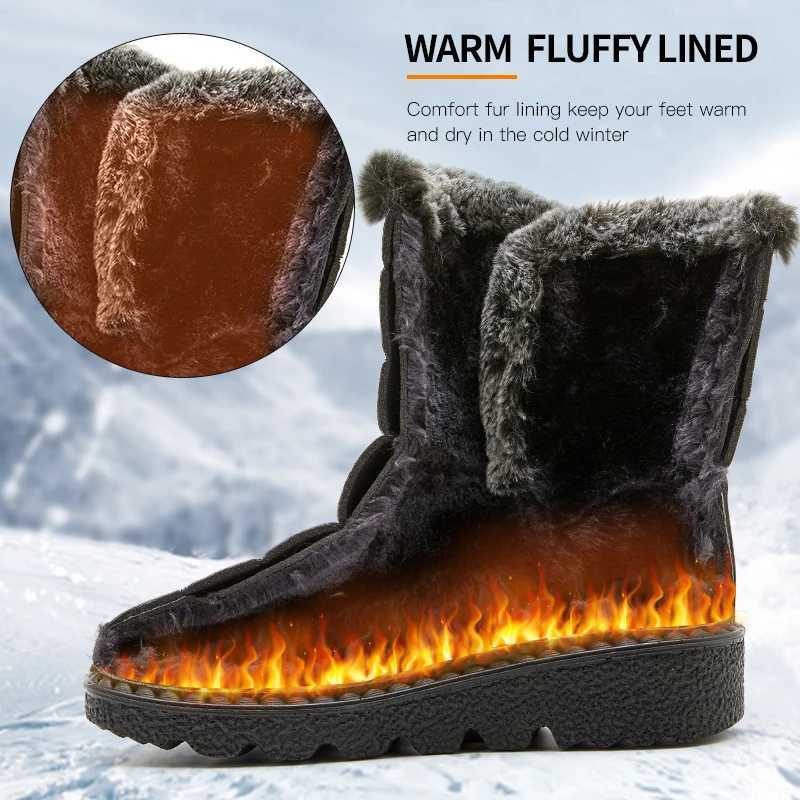 Fashion Fur Womens Ankle Boots Plush Anti slip Warm and Comfortable Outdoor Casual Cotton Shoes Plus Size 43 44 Waterproof Womens Snow Boots Y241019