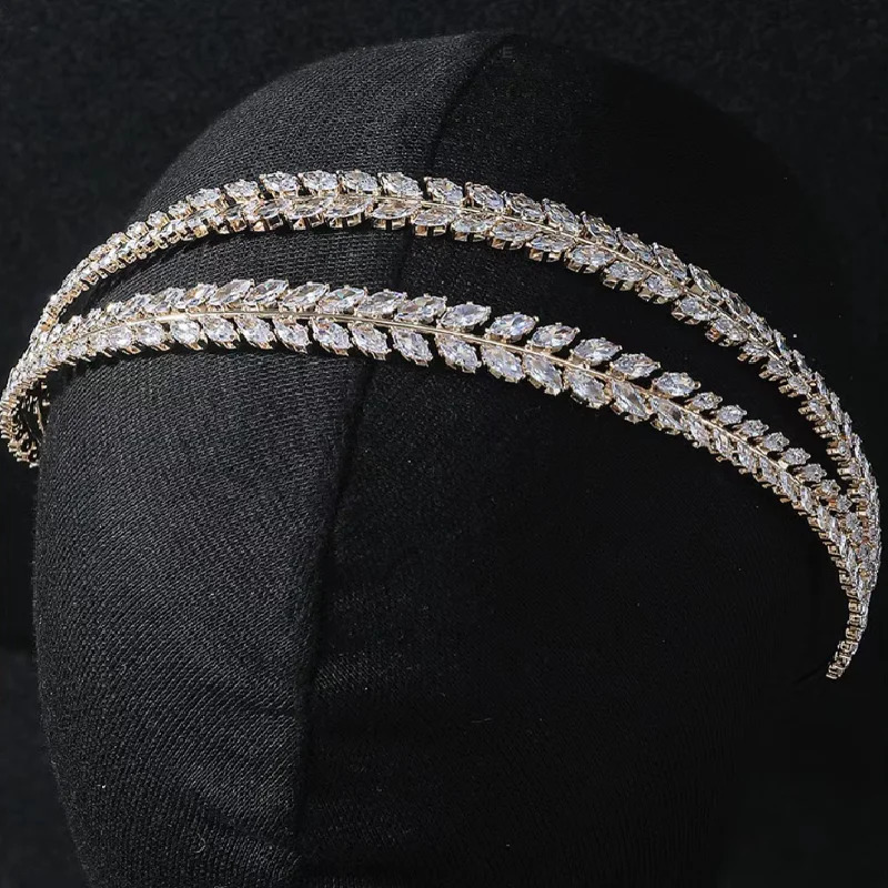 Luxury wedding headband bridal headband cubic zirconia CZ bridal crown headband Tiaras womens hair clip jewelry headband 241018