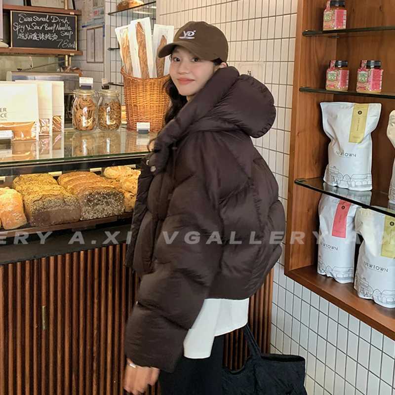 Women Jacket Short Hooded Down Jacket 2024 Winter Coat Korean Fashion Thick Warm Parkas Loose White Duck Pink OutwearX241019