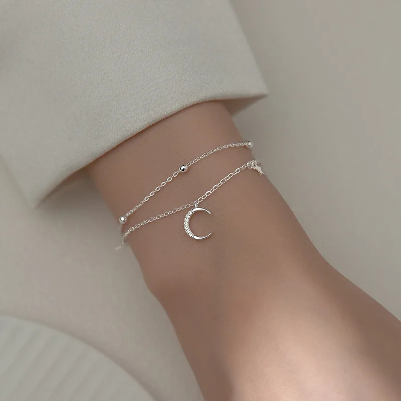 La Monada 163cm laminated womens silver bracelet Starry Moon Charm 925 womens silver bracelet 241018