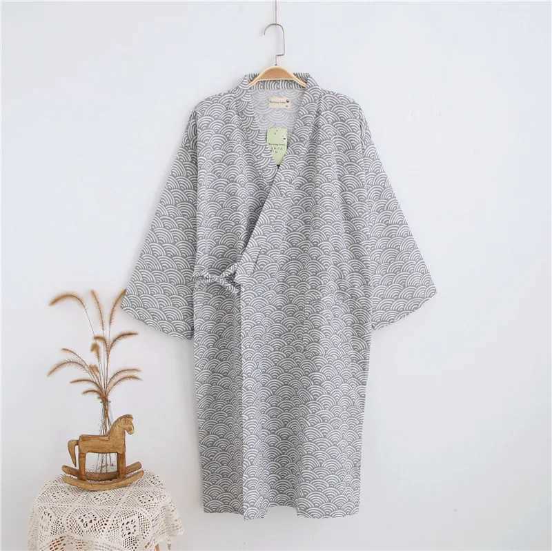 Cotton Skin-Friendly Bathrobe for Mens Nightwear Adults Sleep Robe Gown Soft Comfortable Homewear Japanese Yukata Kimono PajamasXJ241018