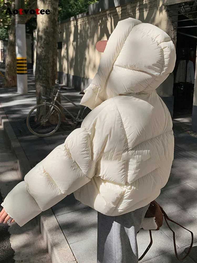 Women's Down Parkas Aotvot Winter Coat Womens Parkas Hoodie Thick Cut Warm Casual Loose Jacket Korean Autumn/Winter Fashion Cotton Parkas Y241019