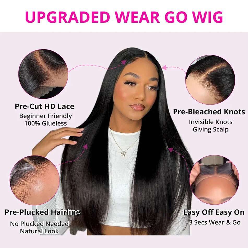 Brazilian Pre Cut Inches Bone Straight x HD Lace Frontal Wig Glueless Closure Ready To Wear Human Hair on Sale