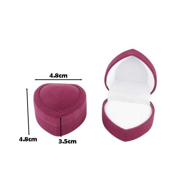 Heart shaped velvet ring box ring earring holder shell display wedding engagement ring organizer jewelry packaging box new W241019