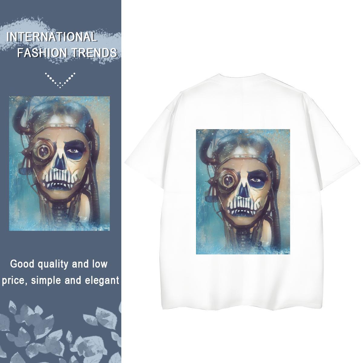 2024 DIY T-Shirts 230g Cotton Comfortable Home Outdoor skull Women Tees Soft Skull Tees Shirts