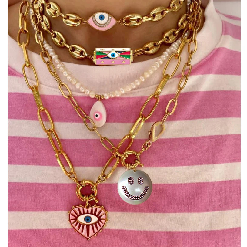 Bohemian ethnic style summer colorful womens tourism beach trend soft pottery clay necklace 241018