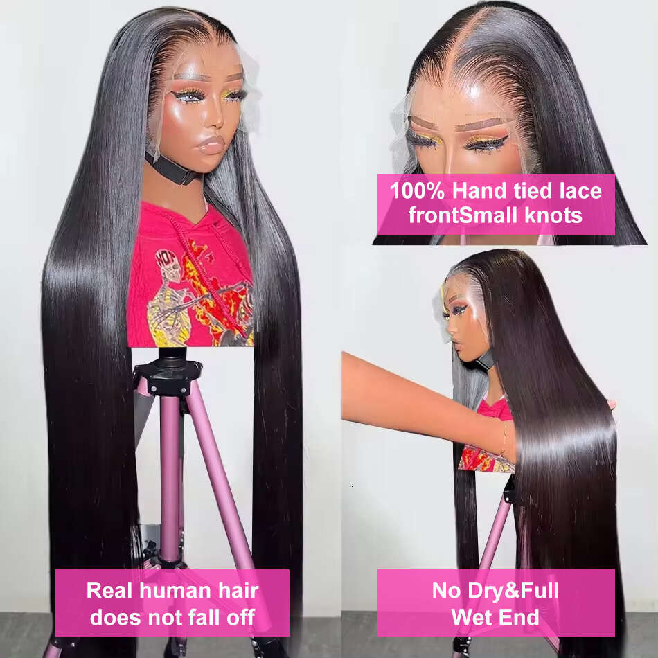 Luvin HD 36 inch Straight Human Hair Frontal Wigs 180% Remy 13x4 Lace Front 5x5 Closure Wig PrePlucked For Women