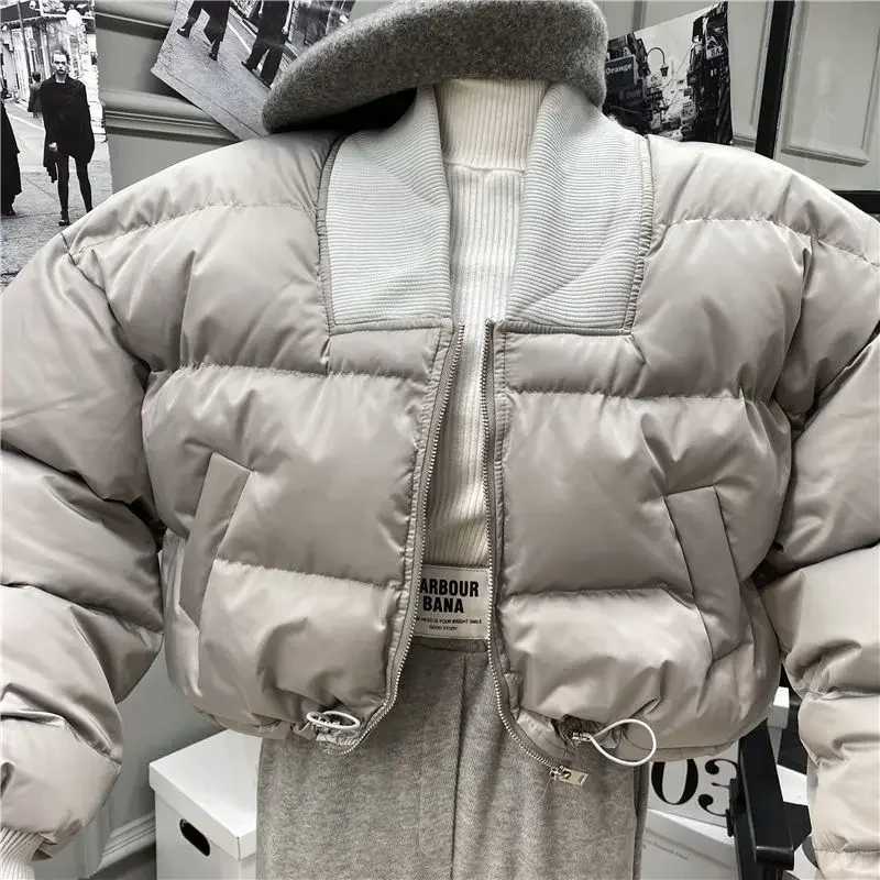 Women's Down Parkas OCEANLOVE Autumn Winter Womens Solid Korean Fashion Thick Retro Short Park Coat Zipper Loose Ropa De Mujer Y241019Y4MN