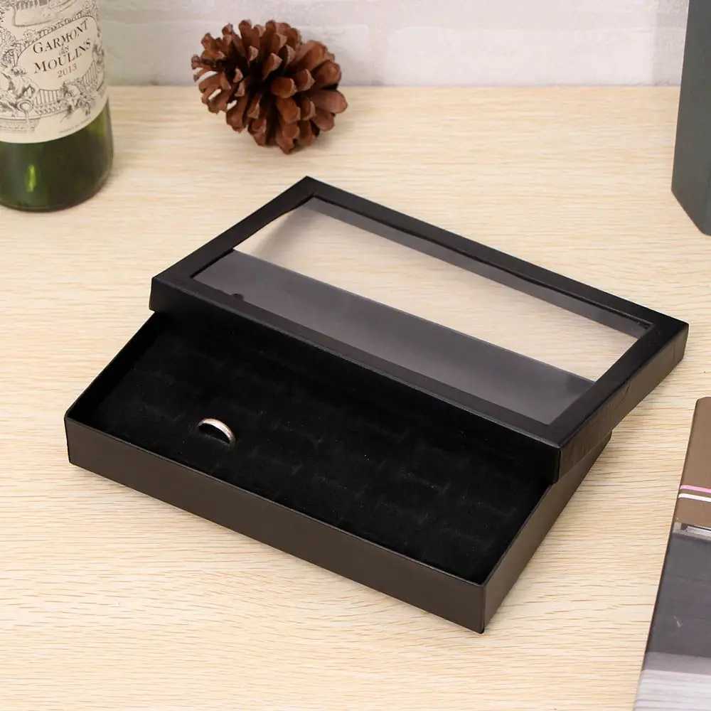 Earrings and Jewelry Display Stand Organizer Practical Display Box Transparent Window PVC 36 Slot Ring Box Tray Storage Box W241019