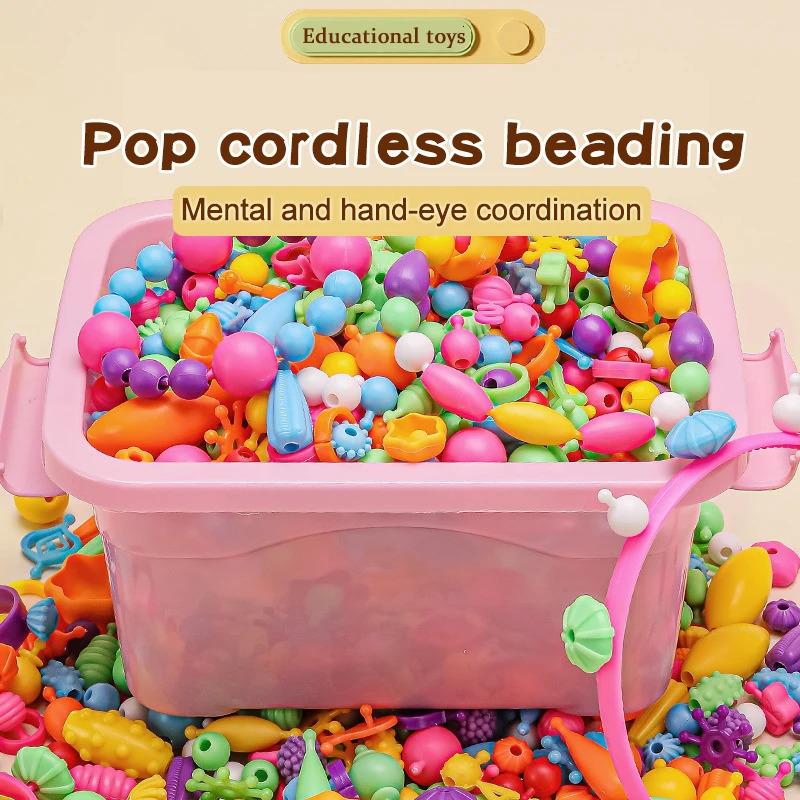 DIY childrens handmade bead educational toys replaceable cordless bead necklace bracelets girls wear bead material bags 241018
