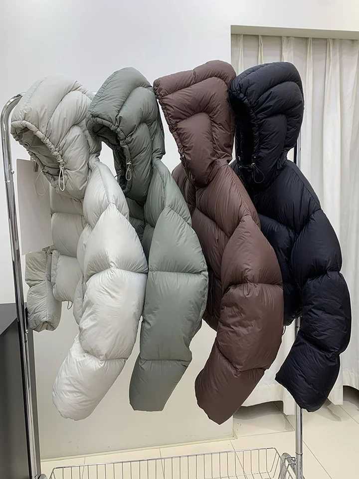 Women's Down Parkas 2024 Winter Womens Down Jacket Ultra Light Casual Jacket Womens Inflatable Jacket Short Hooded Parka Drawstring Coat Y2410190