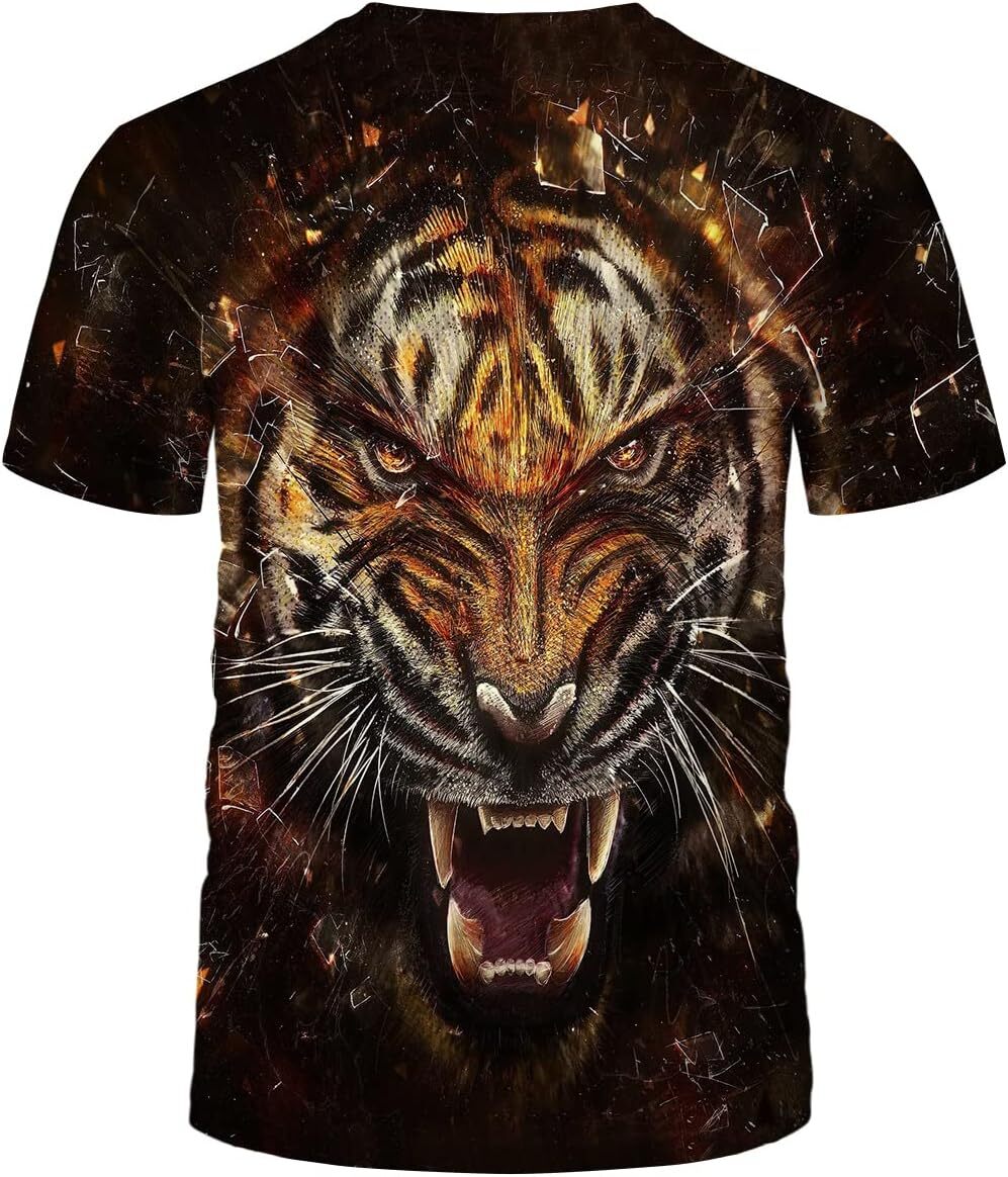 Mens T shirt Fearless Tiger Shirt Roaring Tiger Cool Trend T-Shirt tee Casual tops summer clothes Fashionable and breathable