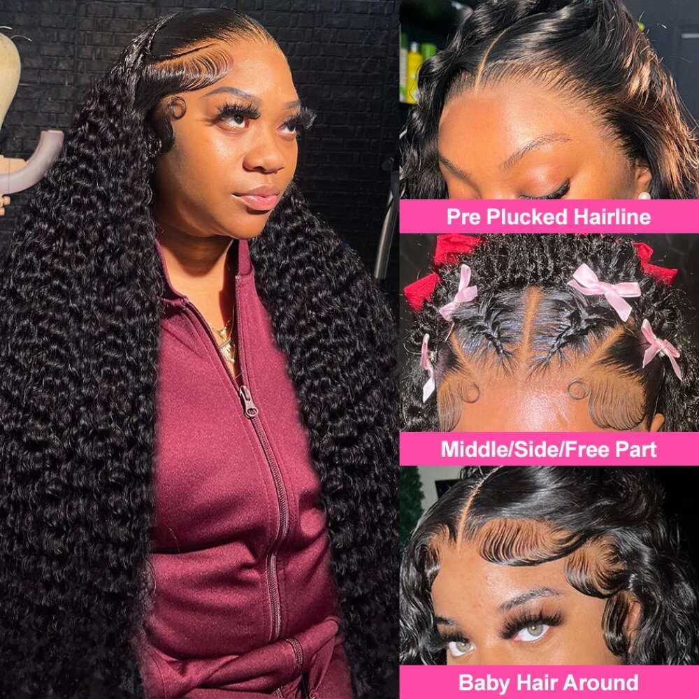 250 Density 32 38 Inch 13x6 HD Transparent Loose Deep Wave Frontal Wig Human Hair Remy Curly 13x4 Lace Front Wigs For Women